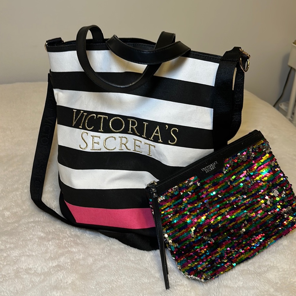 Victoria Secret tote and makeup bag